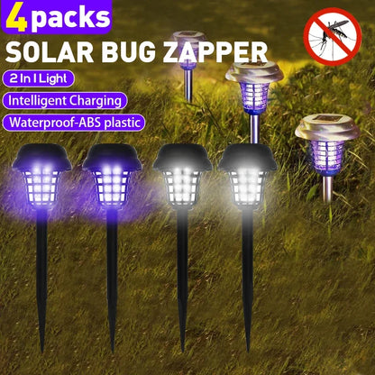 2/4Pcs Solar Bug Zapper Waterproof,Outdoor Mosquito Zapper, Lighting Mosquito Repellent Lamp for Indoor Outdoor Use Garden Patio